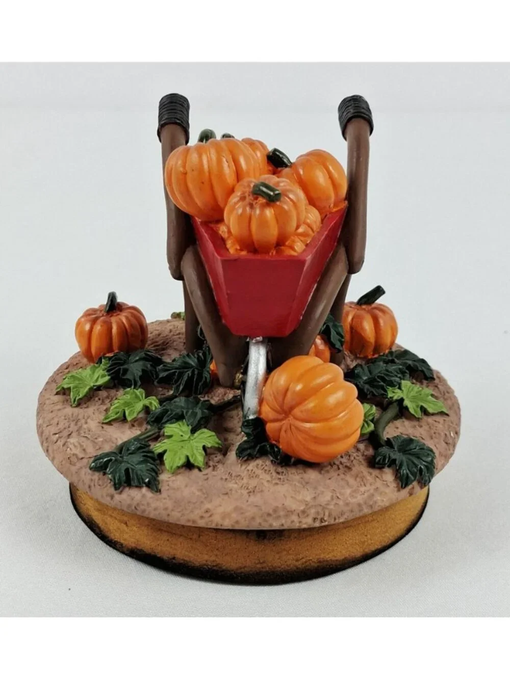 Harvest Wheelbarrow Jar Candle Topper With Pumpkins & Leaves Fall Decor